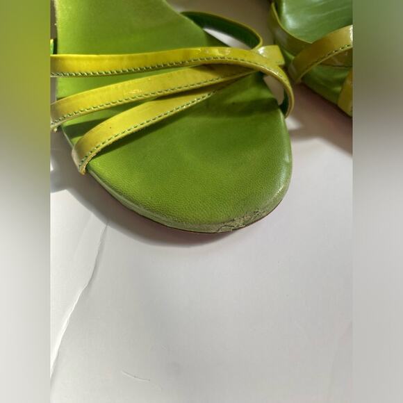 Prada strappy wedges. Patent leather. Lime green. EU 35.5, US Size 5.5. - Picture 9 of 16